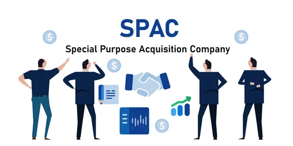 SPAC Special Purpose Acquisition Company Бізнесмен, щоб збільшити капітал через початкову публічну пропозицію — стоковий вектор