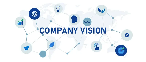 Bedrijfsvisie Concept Van Toekomstige Corporate Mission Statement Geïnterconnecteerd Pictogram Web — Stockvector