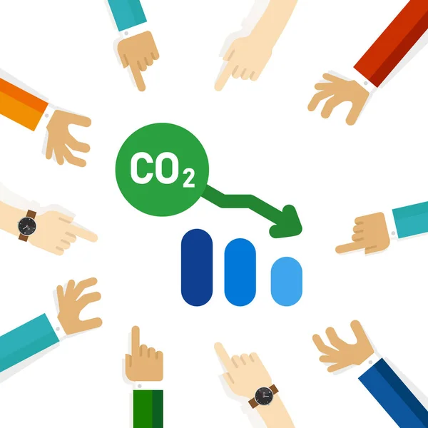 Szén Dioxid Kibocsátás Csökkentése Csökkentse Co2 Kibocsátás Célértékét Kibocsátási Diagramon — Stock Vector