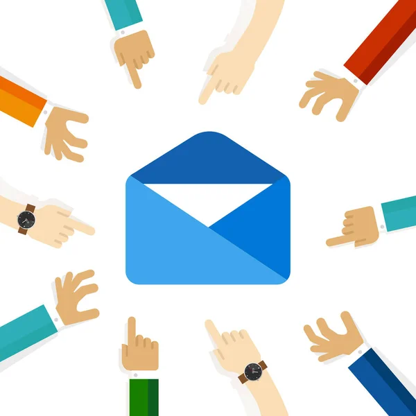 Email Envelope Sending Online Digital Message Icon Newsletter Hand Pointing — Stock Vector