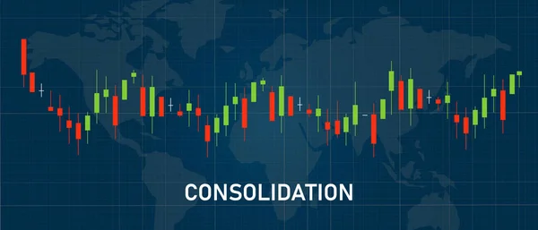 Consolidação Padrão Vara Vela Bolsa Indicador Resistência Análise Técnica Vetor — Vetor de Stock