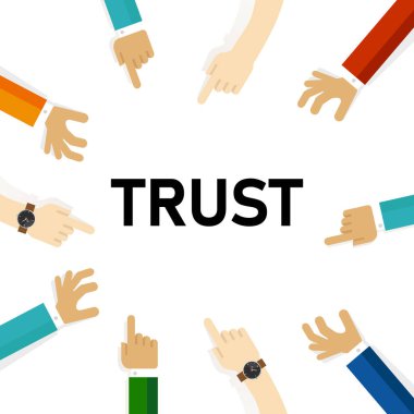 Güvenilir metin el gösterme ekibi konsept disk vektörüne odaklansın