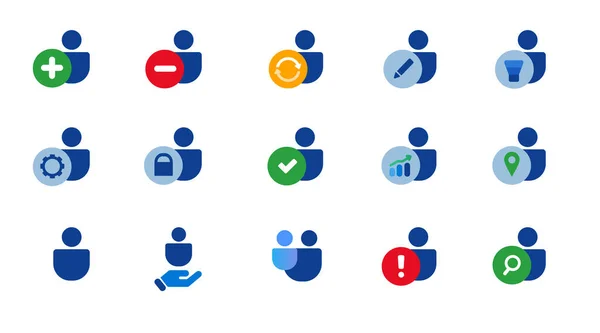 Användarhantering Profil Organisation Team Människor Avatar Ikon Set Samling Blå — Stock vektor