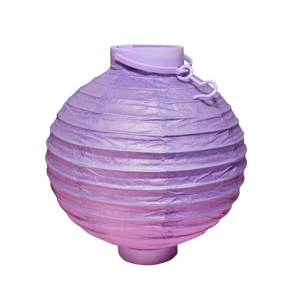 Бумажный китайский, японский фонарь. Фиолетовый бумажный фонарь на белом фоне. Isolated. — стоковое фото