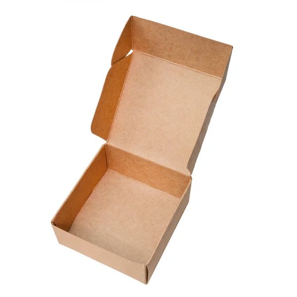 Open Empty Cardboard Box White Background Isolated Square Box — Stock Photo, Image