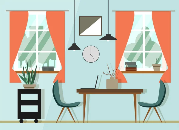 Interior Una Habitación Para Trabajo Una Oficina Casa Una Sala — Vector de stock