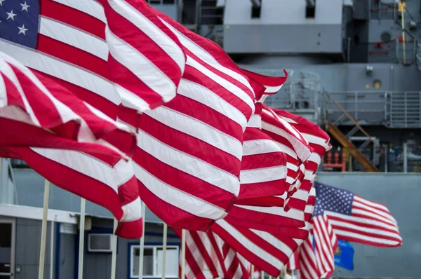 Uma Fileira Bandeiras Dos Estados Unidos — Fotografia de Stock