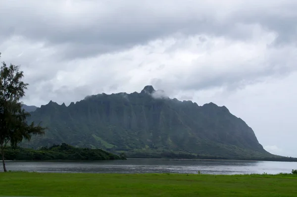 Hawaii Oahu Kayalıkları Olan Engebeli Bir Sahil Şeridi — Stok fotoğraf