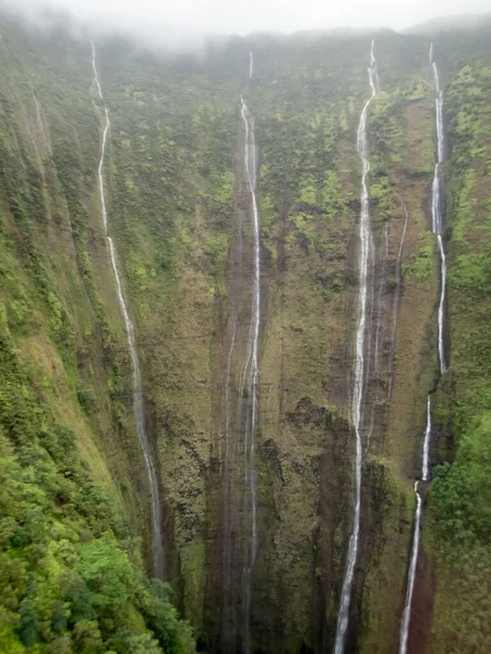 Vista Aérea Una Cascada Costa Big Island Hawaii — Foto de Stock