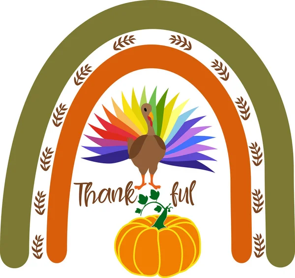 Arc Ciel Thanksgiving Joyeux Tahanksgiving Illustration Vectorielle — Image vectorielle