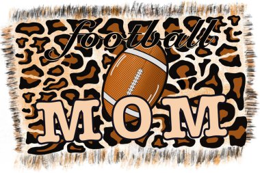 Leopar desenli arkaplan süblimleşmesi içinde futbol annesi. Anneler ve anneler günü için gömlek tasarımı.