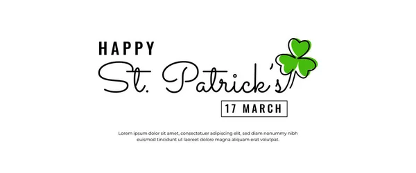 Happy Patrick Day Horizontal Banner Design — Stock Vector