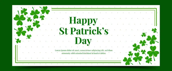 Saint Patrick Day Horizontal Banner Template Design Clover Leaves Decoration — Stock Vector
