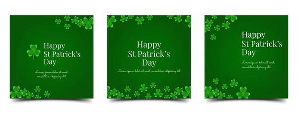 Set Saint Patrick Day Square Banner Template Usable Social Media — Stock Vector