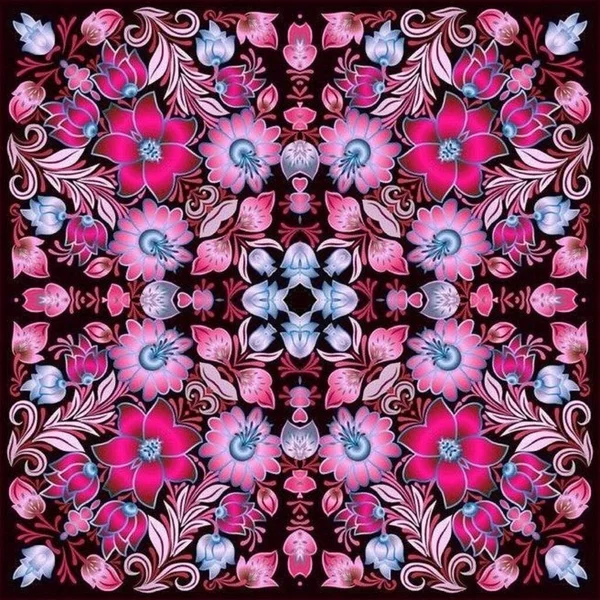 Dekoratif çiçek kaleydoskop mandala desenli vektör çizimi, renkli dikişsiz desenli geometrik üçgenler. Duvar kağıdı için psikedelik tasarım ögesi, duvar kağıdı için psikedelik tasarım ögesi, hatıra defteri.