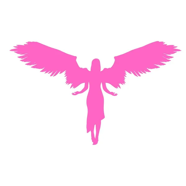 A female angel, athletic build, flaps her wings and steps forward.Fitness woman with wings.Isolated on white background.