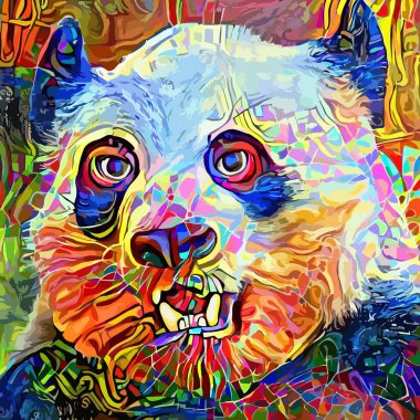 Sanatsal olarak tasarlanmış ve dijital olarak resmedilmiş bir panda portresi..