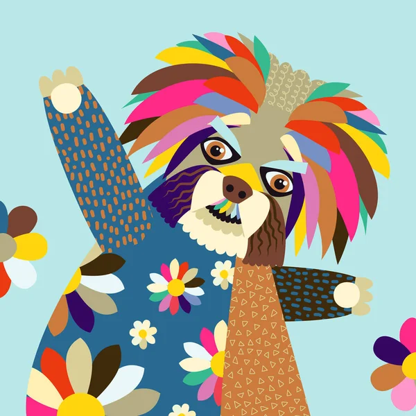 Very Colorful Artistic Representation Terrier Dog Character Image Has Been — Stock vektor