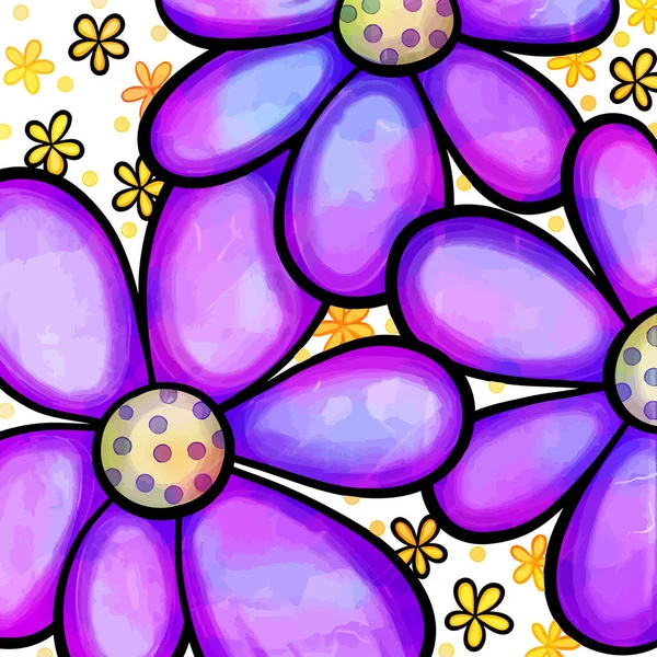 Eine Schäbige Chic Aquarell Tinte Stil Gänseblümchen Blumen Hintergrund Blumenmuster — Stockvektor