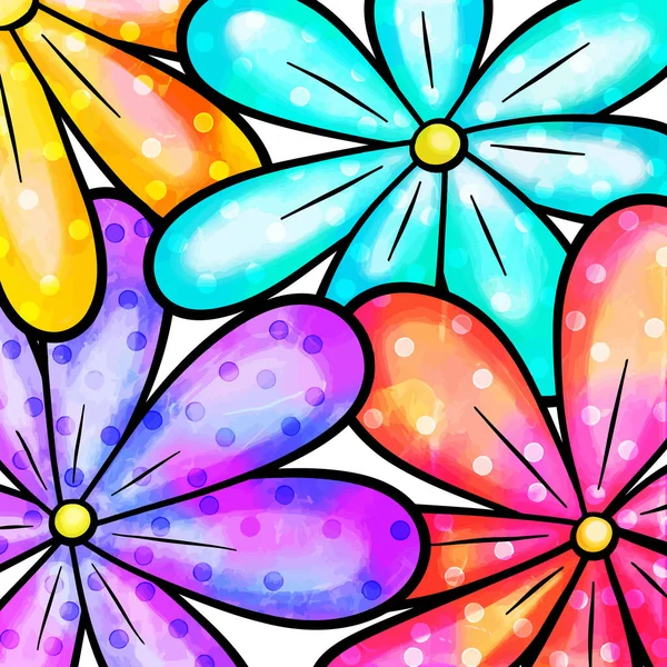 Shabby Chic Style Encre Aquarelle Fond Fleur Marguerite Motif Floral — Image vectorielle
