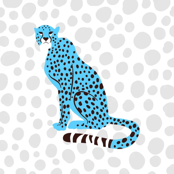 Büyük Benekli Vahşi Bir Çita Kedi Portresinin Düz Bir Çizimi — Stok Vektör