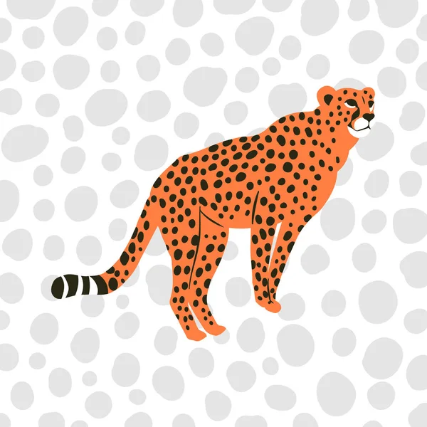 Eine Einfache Flache Grafische Illustration Eines Wilden Geparden Katzenporträts Mit — Stockvektor