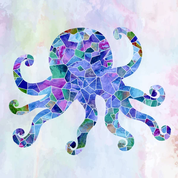Een Artistiek Ontworpen Octopus Silhouet Gemaakt Van Geometrische Vormen Die — Stockvector