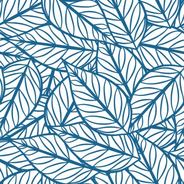 Taze ve minimalist bir desen. Düşen yapraklar mavi çizgili..