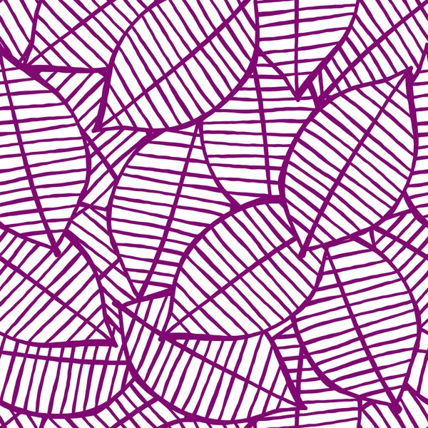 Свежий Минималистский Бесшовный Рисунок Опадающими Листьями Фиолетовой Линии — стоковый вектор