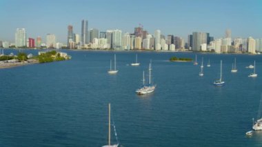 Miami, Florida körfezindeki teknelerin hava görüntüsü