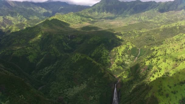 Kauai Hawaii Circa 2018 Aerial View Manawaiopuna Falls Also Known — Stock Video