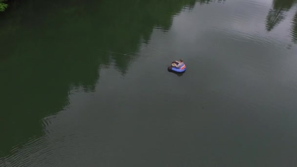 Вид Воздуха Рыбаков Мух Озере — стоковое видео