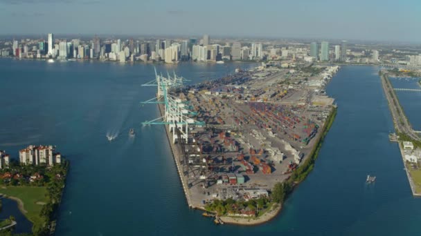 Vista Aérea Del Puerto Miami Florida — Vídeos de Stock