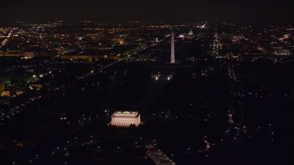 ワシントンD 2017年頃 夜のキャピトルモール地域の空中ビュー CineflexとRed Epic Heliumで撮影 — ストック動画