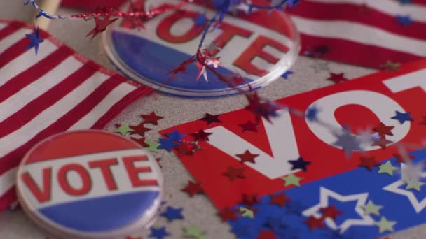 Bandeiras Vote Botões Confetes Conceito Eleição — Vídeo de Stock