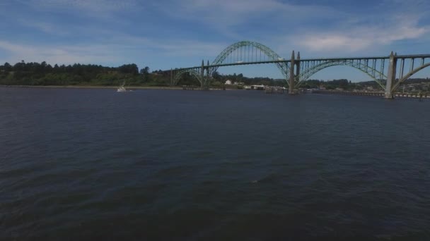 Vue Aérienne Newport Oregon Pont Baie — Video