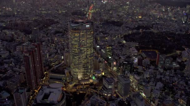 Tokio Japonia Około 2018 Roku Widok Lotu Ptaka Tokio Nocą — Wideo stockowe