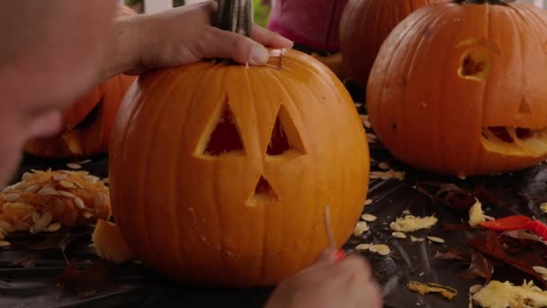 Řezbářské Jack Lantern Dýně Halloween — Stock video
