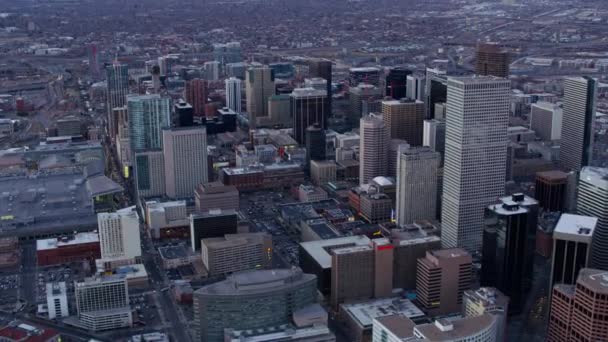 Denver Colorado Circa 2017 Letecký Pohled Budovy Centra Denveru Soumraku — Stock video