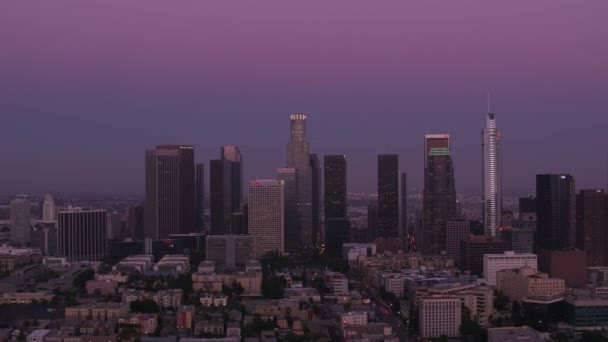 Puesta Sol Sobre Los Ángeles California Estados Unidos Imágenes Aéreas — Vídeos de Stock