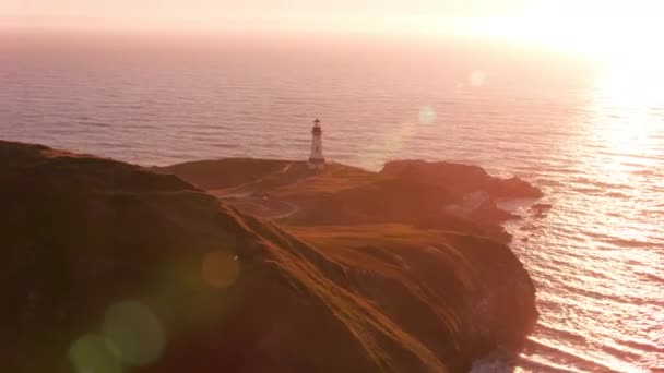 Newport Oregon Asi 2017 Letecký Záběr Majáku Yaquina Head Při — Stock video