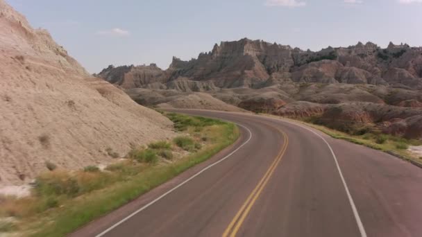 Kör Genom Badlands Nationalpark South Dakota — Stockvideo