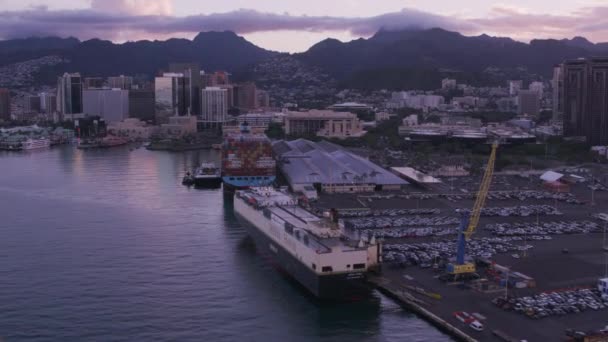Honolulu Oahu Hawaii Circa 2018 Vista Aérea Del Puerto Marítimo — Vídeo de stock