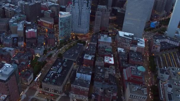 黄昏时分从空中俯瞰马萨诸塞州波士顿 — 图库视频影像