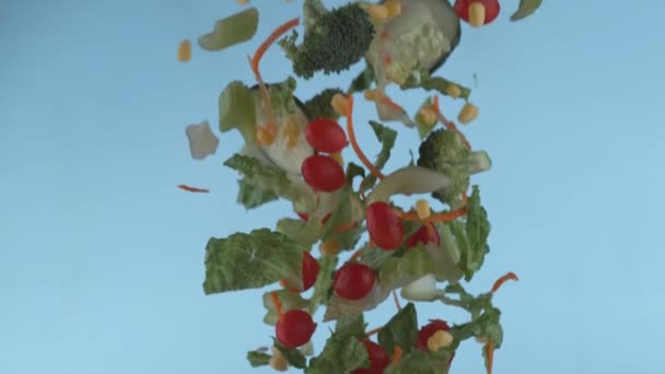 Salad Flying Slow Motion Shot Phantom Flex 1000 Frames Second — Stock Video