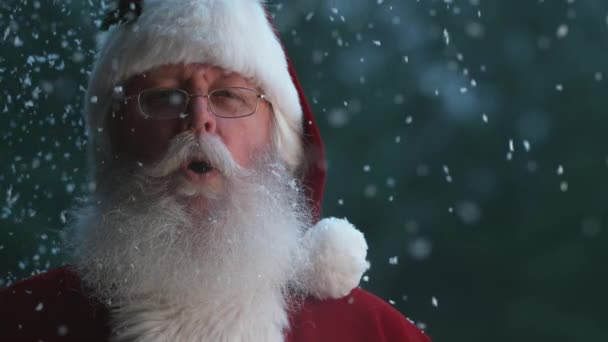 Święty Mikołaj Śniegiem Padającym Zwolnionym Tempie Fantom Flex — Wideo stockowe