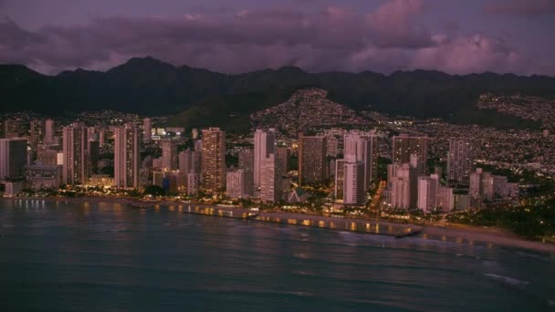 Honolulu Oahu Hawaï Vers 2018 Vue Aérienne Waikiki Coucher Soleil — Video