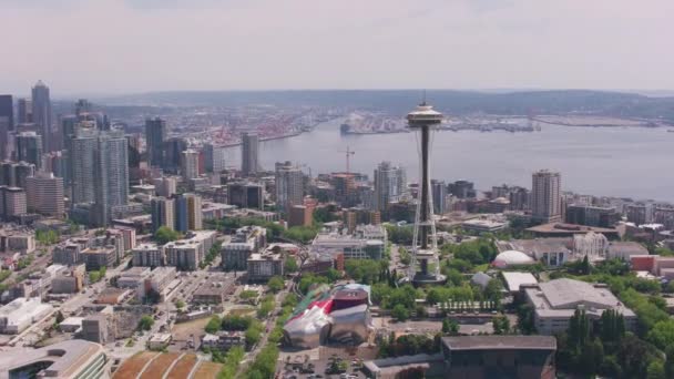 Seattle Washington Kolem Roku2018 Letecký Pohled Centrum Seattlu Washingtonu Snímek — Stock video