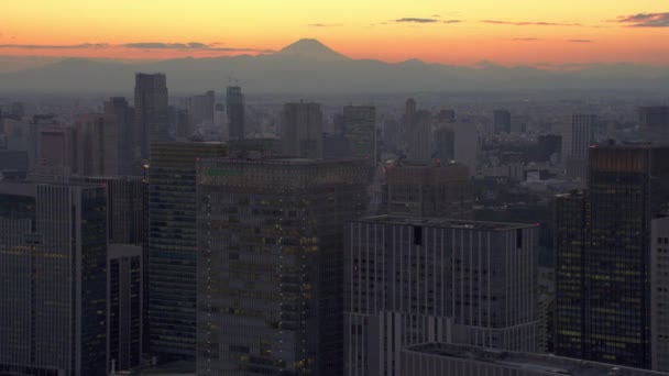 Tokyo Japan Circa 2018 Tokyo City Buildings Foreground Sunset Mount — Stock Video