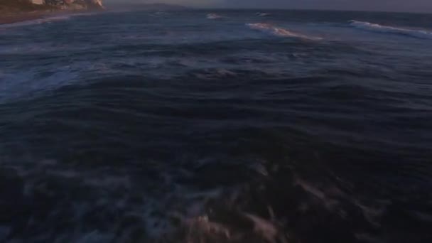 Vista Aérea Das Ondas Praia Pôr Sol Lincoln City Oregon — Vídeo de Stock